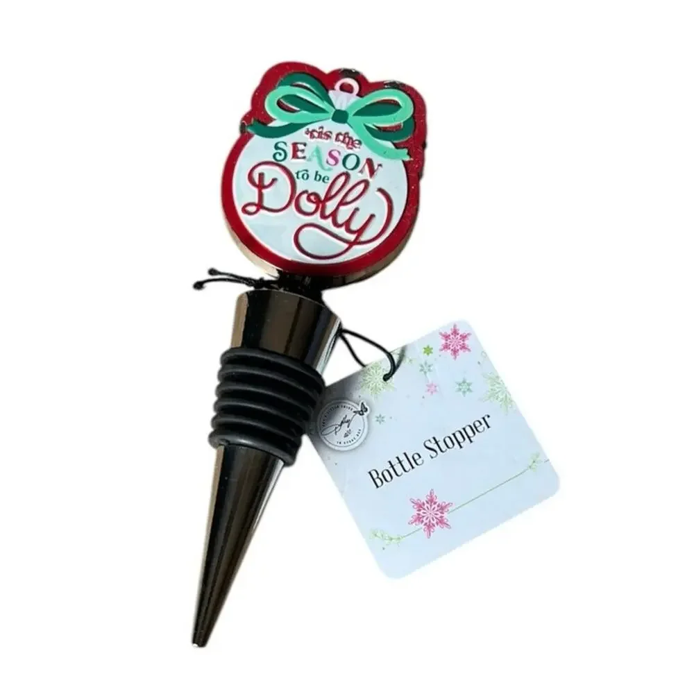 Dolly Parton Festive Holiday Party Bar Set of Two Gift Wine Bottle Stoppers